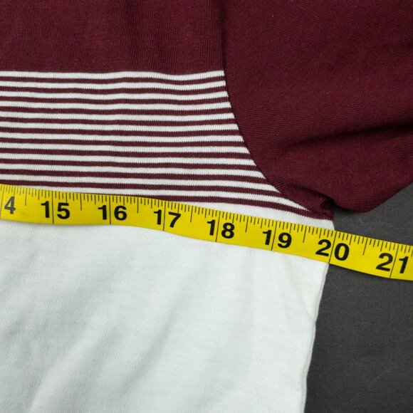 Fred Perry Polo Shirt Men's XL Striped Burgundy White Sportswear Made in USA 80s - Picture 12 of 12